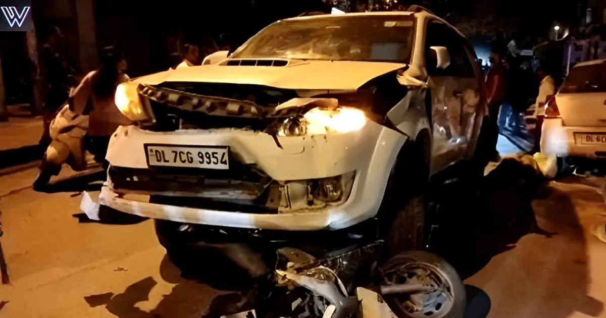 Scooty rider thrown into the air by a speeding car