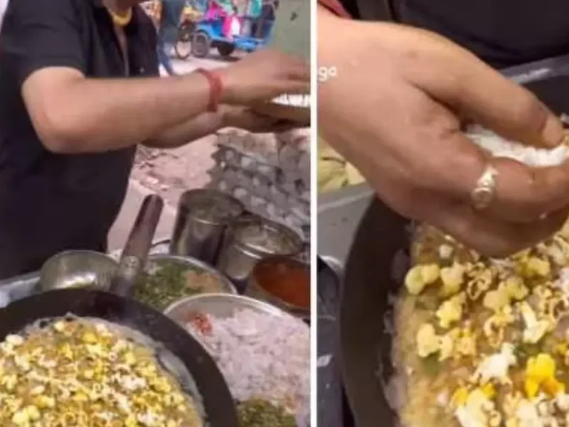 Customers were stunned when the shopkeeper cooked omelette with popcorn.
