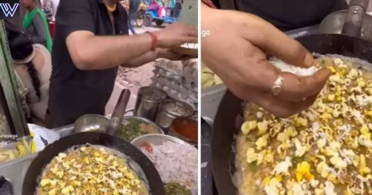 Customers were stunned when the shopkeeper cooked omelette with popcorn.