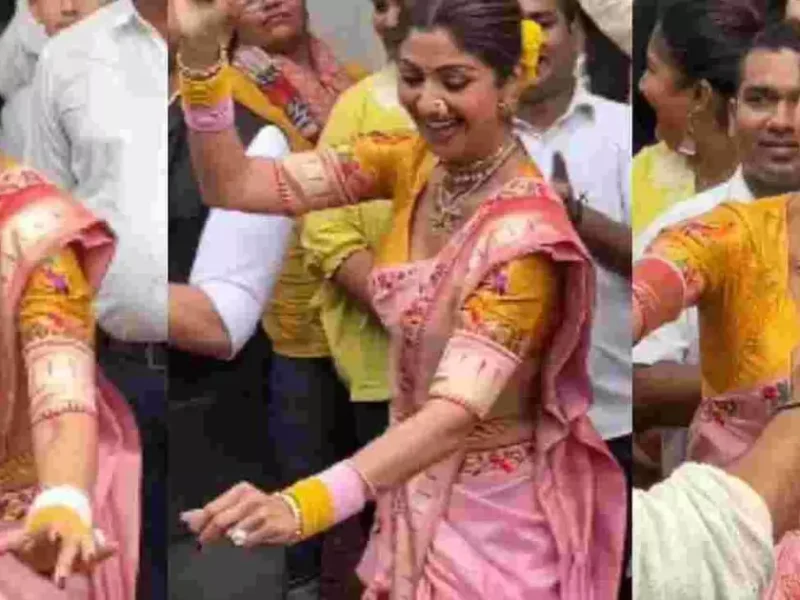 Shilpa danced fiercely in Ganpati immersion, husband seen in mask